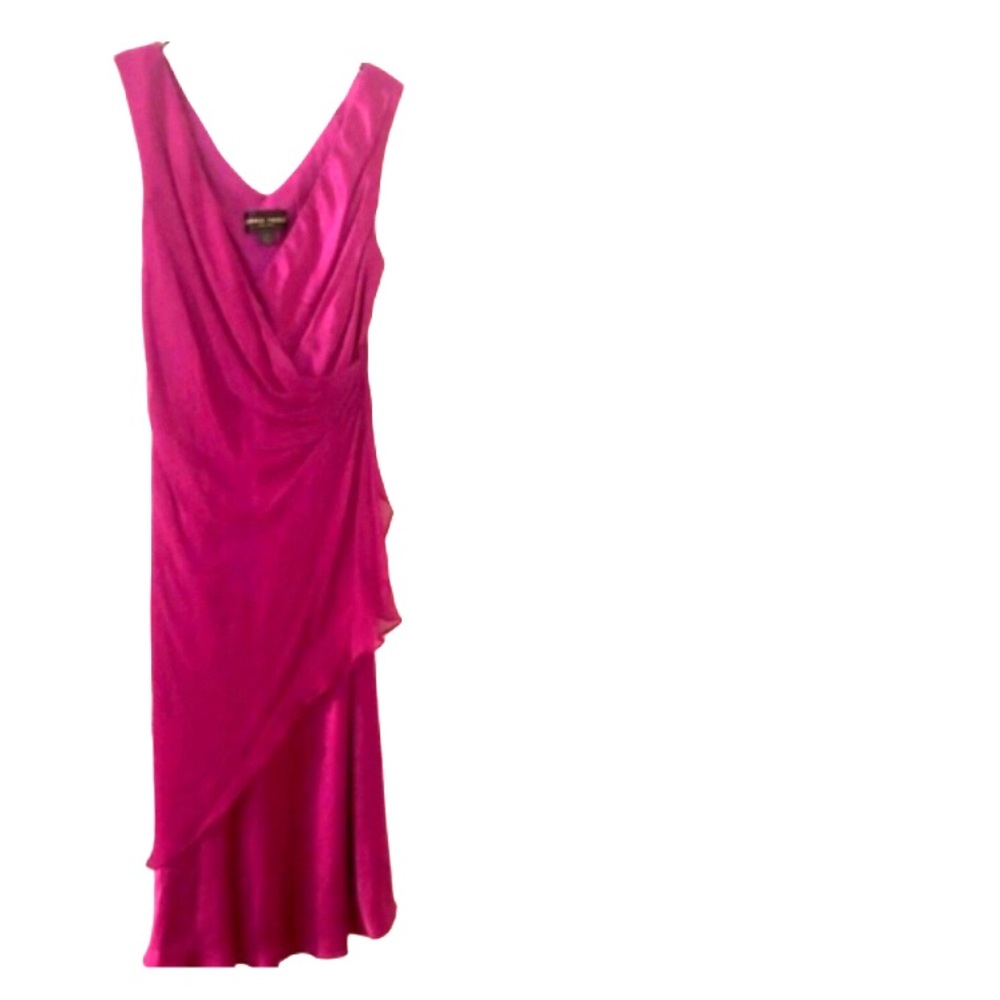 SOLD Midi Mock-Wrap 100% Silk Donna Ricco Dress